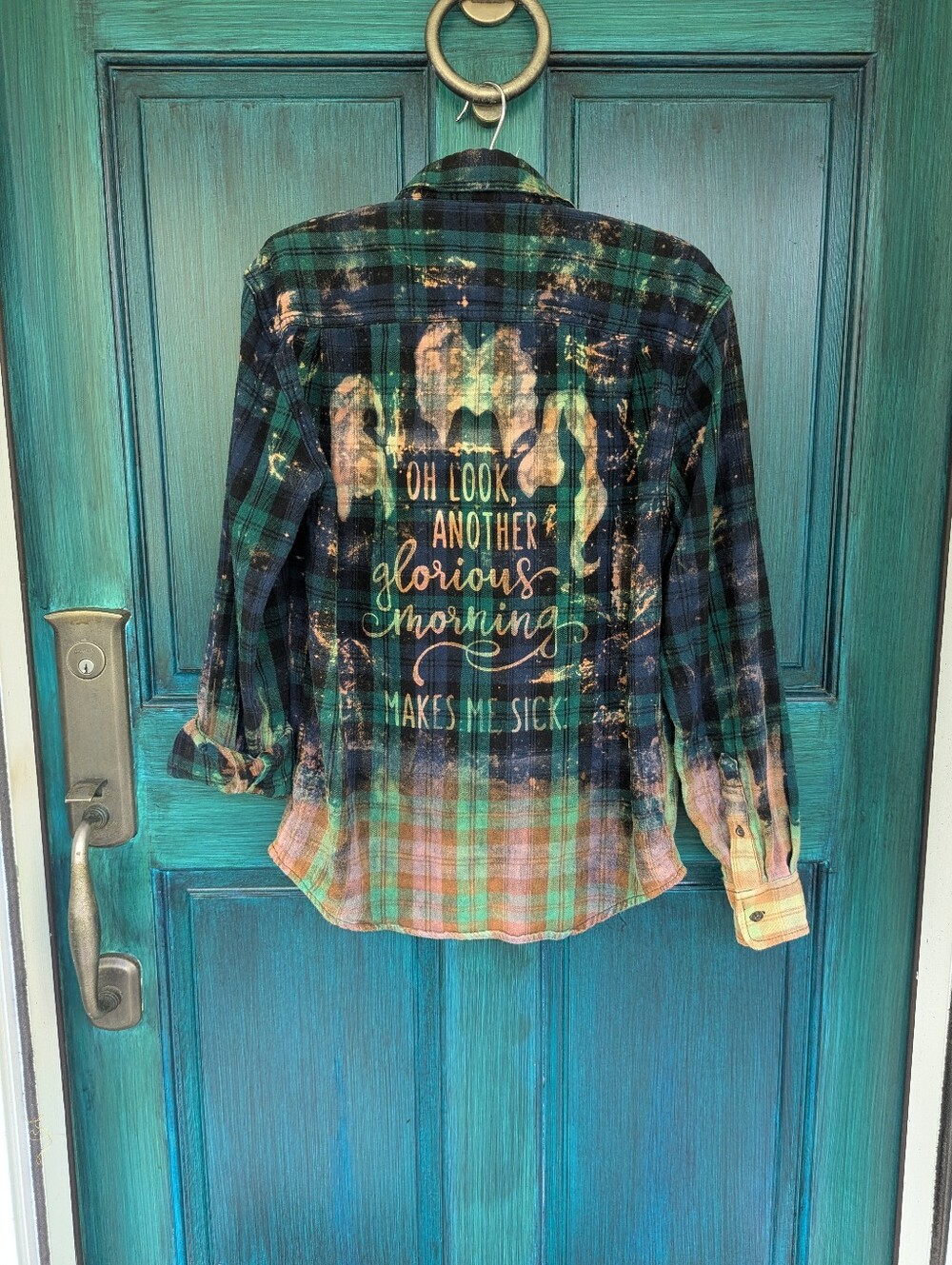 Hocus Pocus Handmade Bleached Plaid Flannel | Small | Witchy Halloween